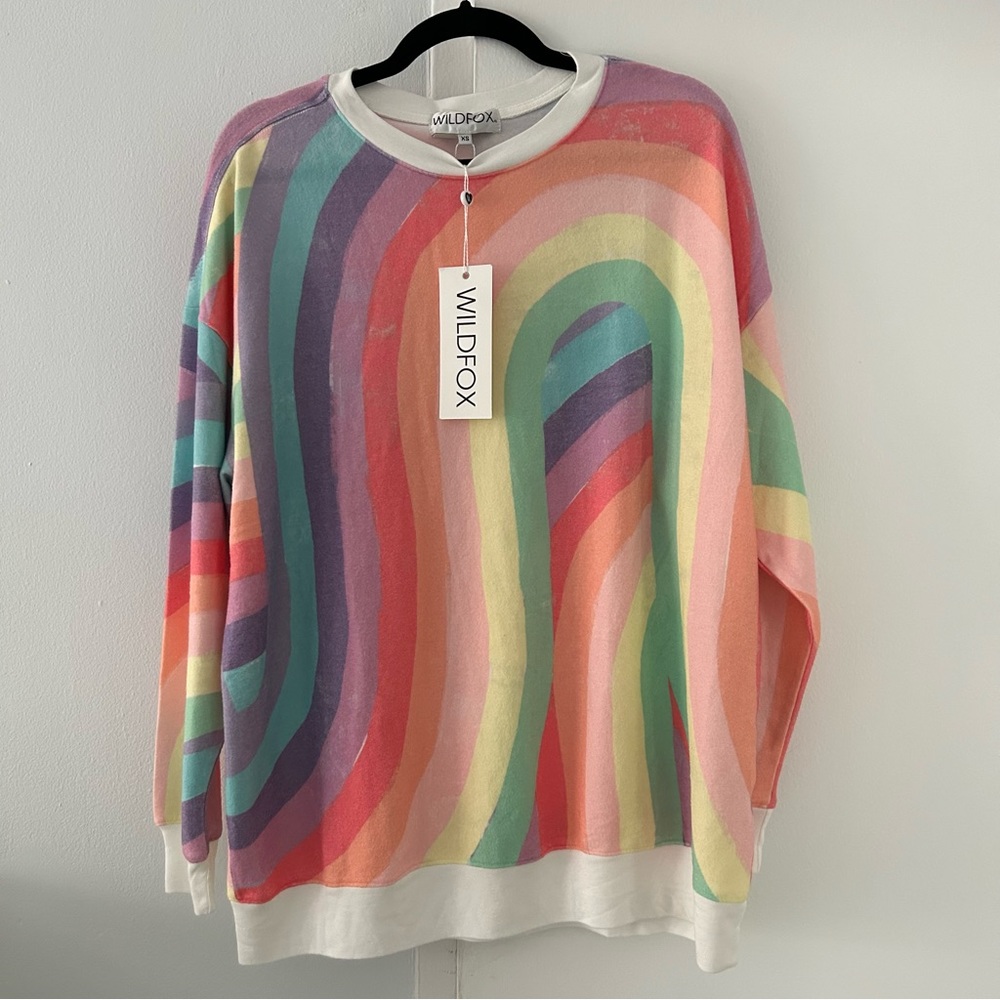 WILDFOX Soleil Stripe Roadtrip Sweatshirt NWT szXS - Picture 4 of 7